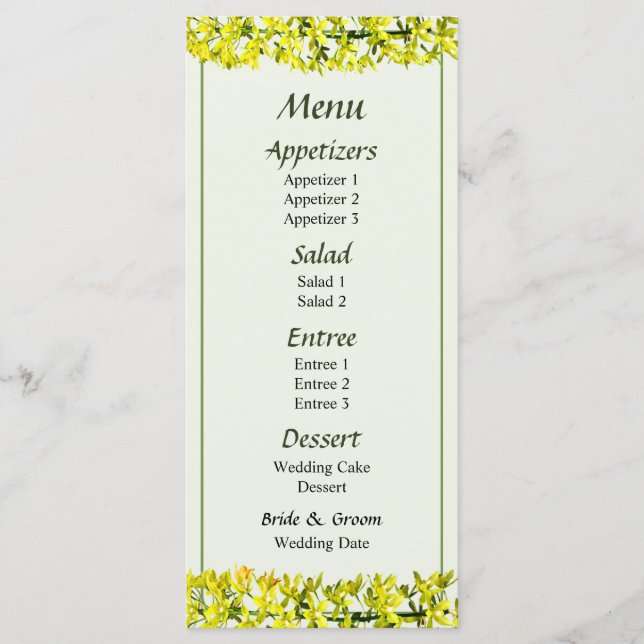 Menu des Orchidées Forma Citrinum (Devant)