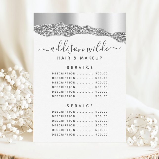 Menu des prix du service Silver Glitter Diamonds G (Créateur téléchargé)