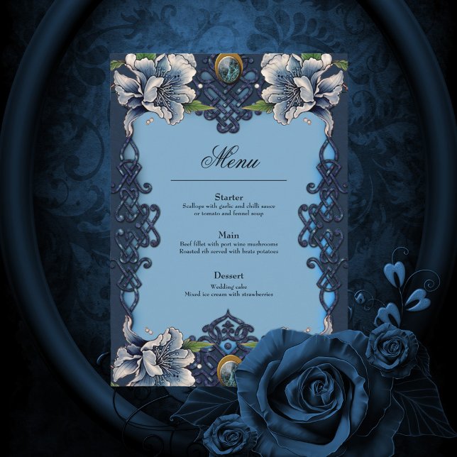 Menu Design élégant bleu celtique (Blu celtic design)