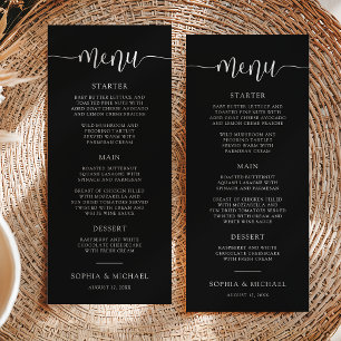 Menu Design moderne calligraphie Mariage noir
