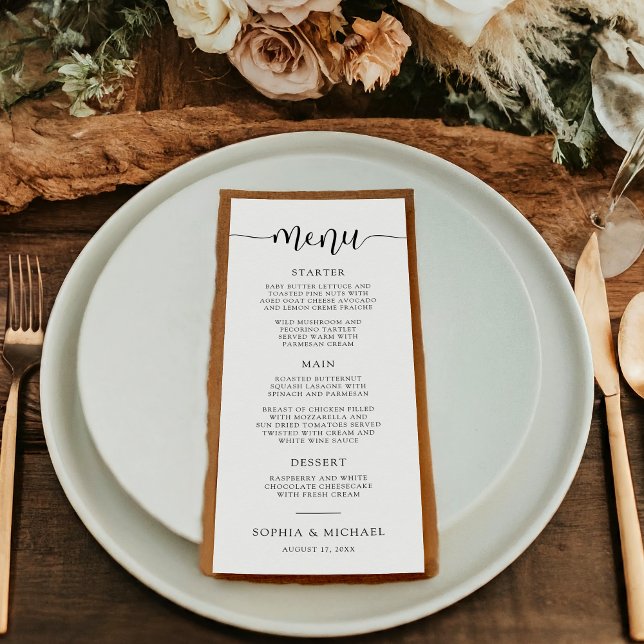 Menu Design moderne calligraphie noir blanc Mariage (Créateur téléchargé)