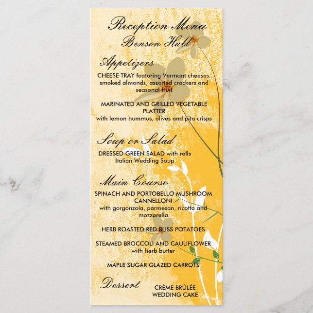 Menu dessin moderne floral doré (Devant)