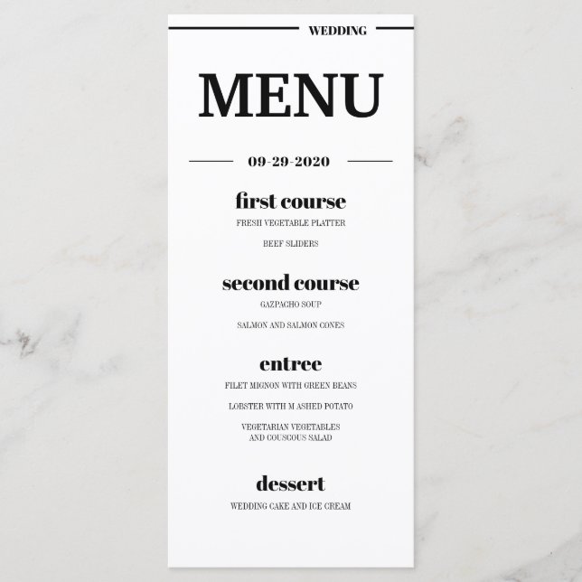 Menu Destination Tropical Beach Wedding (Devant)