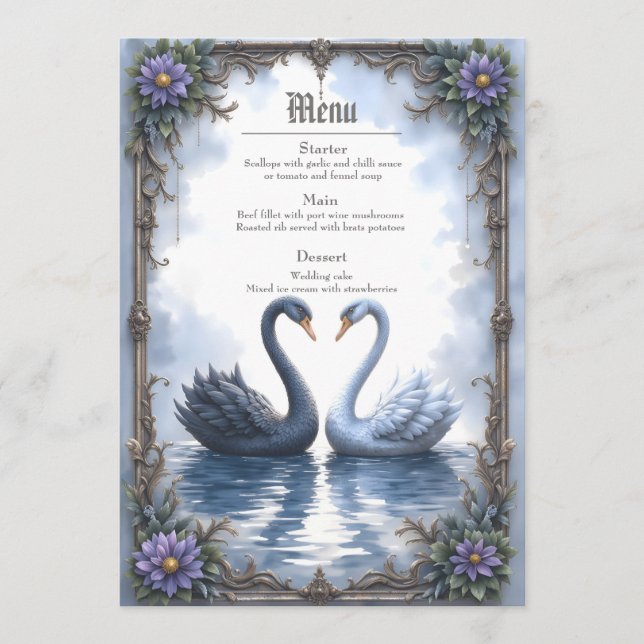 Menu Deux cœurs, une réflexion – Mariage romantique de  (Devant)