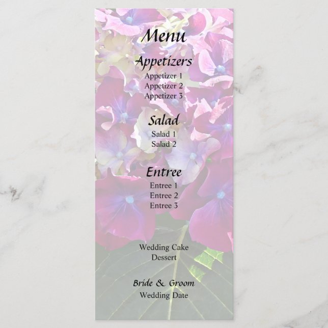 Menu Deux Hydrangeas Roses (Devant)