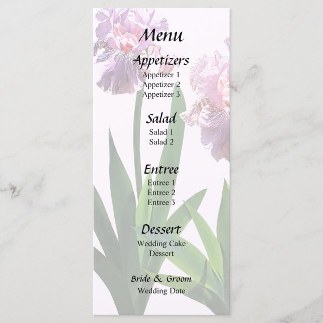 Menu Deux Iris roses (Devant)