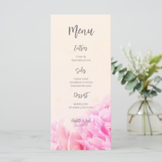 Menu Deux pivoines roses (Debout devant)