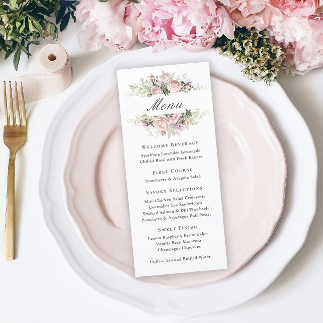 Menu d'événement floral rose féminin (Créateur téléchargé)