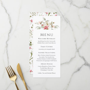 Menu d'événement floral rose féminin