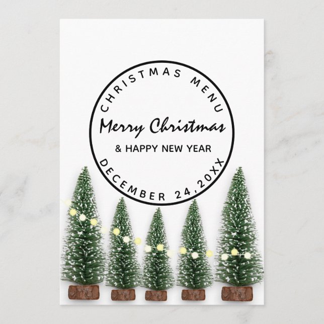 Menu d'hiver de la veille de Noël Arbre vert clair (Devant)