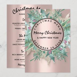 Menu d'hiver de vacances de Noël Eve Fleur Rose