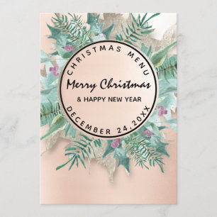 Menu d'hiver de veille de Noël Blush Floral