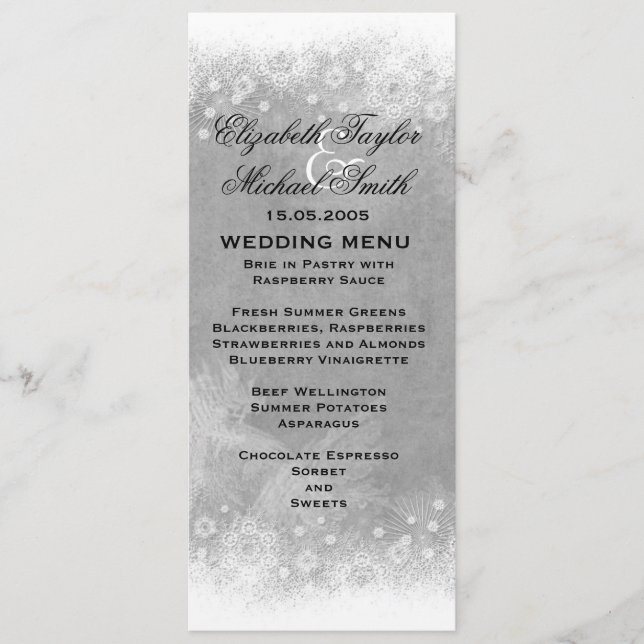 Menu d'hiver Luxe Gris Frosty Snowflake (Devant)