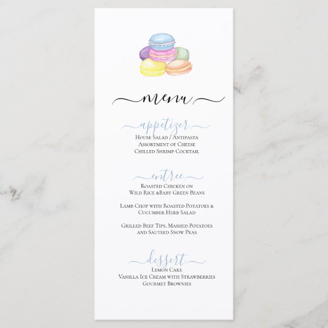 Menu d'illustration des cookies Macaron colorés (Devant)