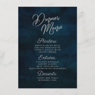 Menu Dîner aquarelle bleu foncé Navy Luster