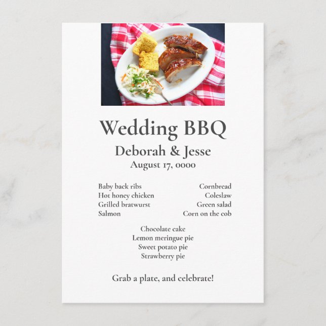 Menu Dîner barbecue sur un tissu coloré (Devant)