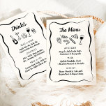 Menu Dîner & Boissons Dessiné À La Main Moderne &<br><div class="desc">La collection "Modern & Whimsical Hand Drawn Mariage" dégage un charme ludique mais élégant avec son design épuré. Dotée d'illustrations d'objets mariages dessinées à la main, cette suite apporte une touche légère et joyeuse aux célébrations mariages. La bordure fantaisiste et la police décontractée et moderne apportent une touche personnelle tout...</div>