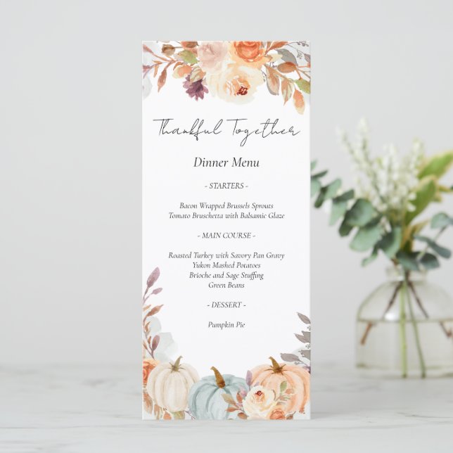 Menu Dîner d'action de grâces (Debout devant)