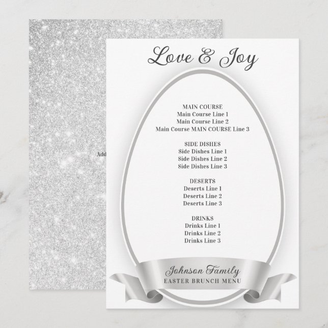 Menu Dîner de Brunch aux oeufs de Pâques soyeux (Devant / Derrière)