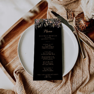 Menu Dîner de calligraphie florale sauvage du pré-autom