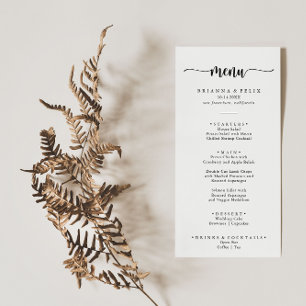 Menu Dîner De Calligraphie Minimaliste