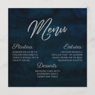 Menu Dîner de Carré de couleur bleu argenté de la marin