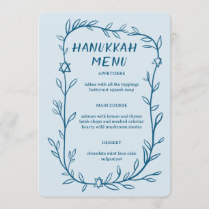 Menu Dîner de fête de Hanukkah botanique délicat PERSON