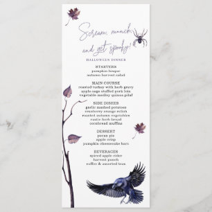 Menu Dîner de la soirée Halloween Elegant Plum & Black 