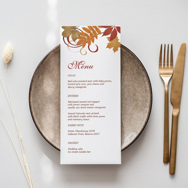 Menu Dîner de mariage aux feuilles mortes rustiques (Créateur téléchargé)