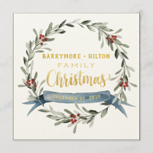 Menu Dîner de Noël à l'élégante Sprig Gold Calligraphy