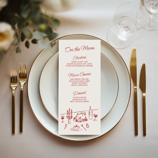 Menu Dîner de Noël dessiné à la main de manière fantais (Créateur téléchargé)