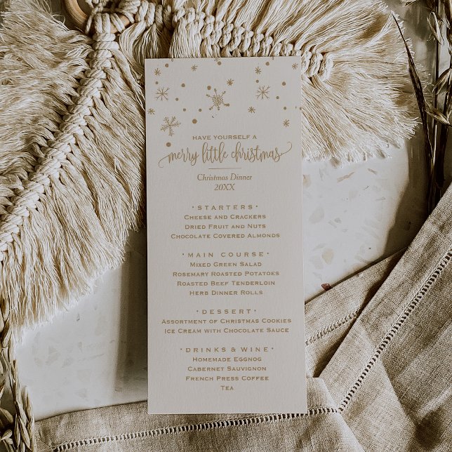Menu Dîner de Noël Gold et Ivy Snowflake (Créateur téléchargé)