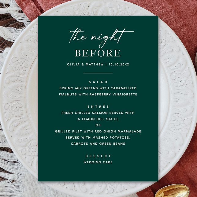 Menu Dîner de répétition Emerald Green | Nuit avant (Créateur téléchargé)