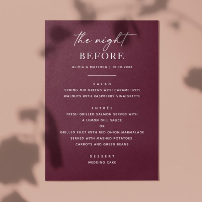 Menu Dîner de répétition en Bourgogne | La veille Éléga (Créateur téléchargé)