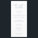 Menu Dîner de répétition mariage, bleu romantique Dusty<br><div class="desc">Dîner de répétition mariage,  Romantique Dusty Blue La nuit précédant le menu. Customisez facilement et personnalisez-vous selon vos besoins,  et vos invités de dîner seront ravis quand ils verront ce menu de dîner parfait et élégant.</div>