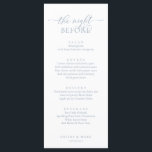 Menu Dîner de répétition mariage, bleu romantique Dusty<br><div class="desc">Dîner de répétition mariage,  Romantique Dusty Blue La nuit précédant le menu. Customisez facilement et personnalisez-vous selon vos besoins,  et vos invités de dîner seront ravis quand ils verront ce menu de dîner parfait et élégant.</div>