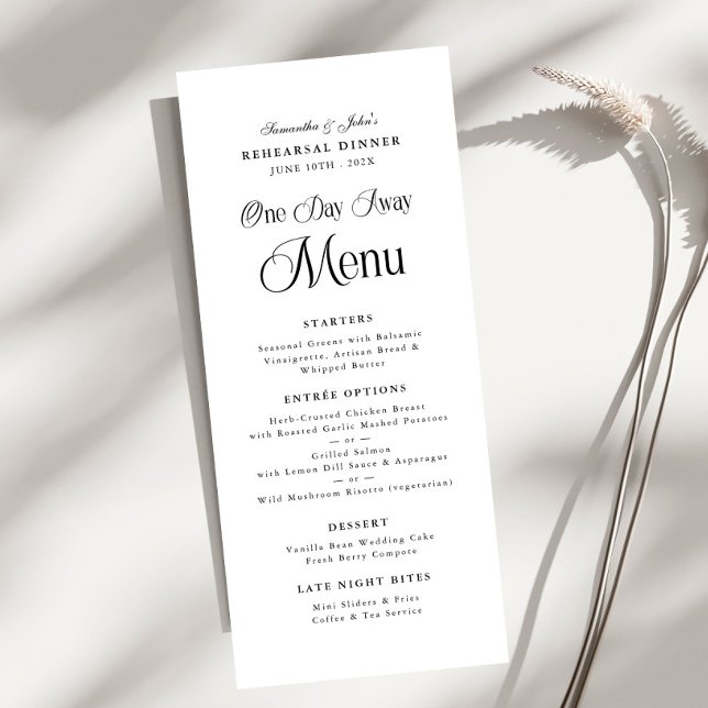 Menu Dîner de répétition moderne élégant à un jour de l (Créateur téléchargé)