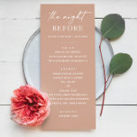 Menu Dîner de répétition rose | Soirée élégante avant<br><div class="desc">Réglez le ton de "La nuit avant" avec cet élégant menu de répétition rose vif. Doté d'un arrière - plan roux pastel doux et d'une disposition épurée et minimaliste, ce design est parfait pour des dîners pré-mariages modernes. Personnalisez avec vos cours de dîner et les détails de l'événement pour correspondre...</div>
