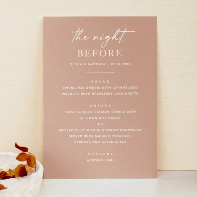 Menu Dîner de répétition rose vif | Nuit avant modernit (Créateur téléchargé)