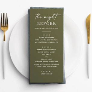 Menu Dîner de répétition vert olive   Nuit rustique ava