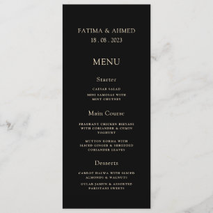 Menu Dîner de table minimaliste Mariage musulman noir