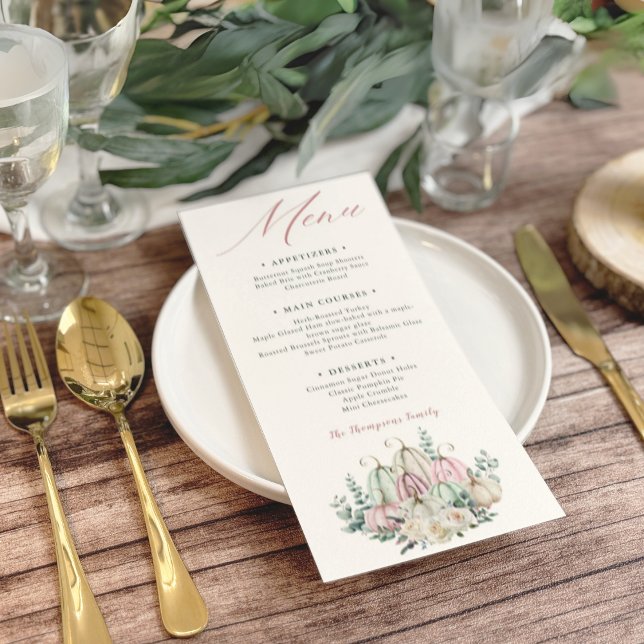 Menu Dîner de Thanksgiving Citrouille Floral Automnal (Créateur téléchargé)