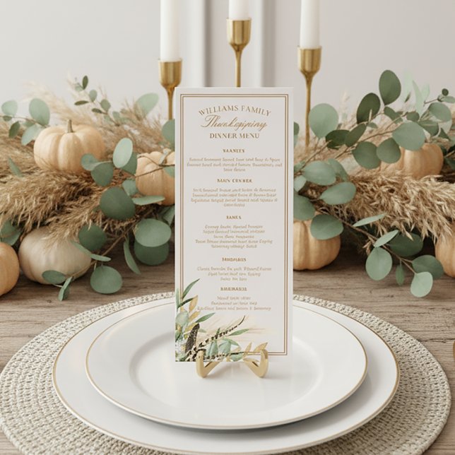 Menu Dîner de Thanksgiving élégant Feuilles d'automne P (Créateur téléchargé)