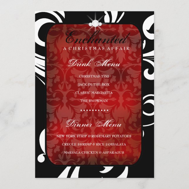 Menu dîner du remous 311-Enchanted/menu élégants rouges (Devant)