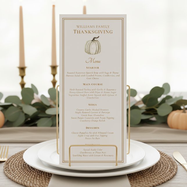 Menu Dîner élégant de Thanksgiving automne Citrouille b (Créateur téléchargé)