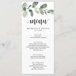 Menu Dîner Eucalyptus Mariage Elopement