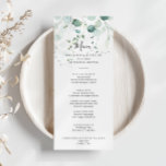 Menu Dîner Eucalyptus Vert Été<br><div class="desc">Cette carte de menu d'été au feuillage d'eucalyptus vert est parfaite pour un mariage moderne. Le design présente de magnifiques feuilles d'eucalyptus verts peints à la main, inspirant le charme naturel. Ce menu peut être utilisé pour une réception de mariage, un dîner de répétition, une douche nuptiale ou tout événement....</div>