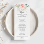 Menu Dîner Floral Gold Green Folial<br><div class="desc">Cette carte de menu à la floraison verte dorée est parfaite pour un mariage moderne. Le design se compose d'or dessiné à la main et de feuillage botanique vert avec des fleurs roses, rousses et blanches, inspirant la beauté naturelle. Ce menu peut être utilisé pour une réception de mariage, un...</div>
