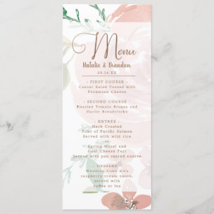 Menu Dîner Floral Vintage Dusty Rose Rose