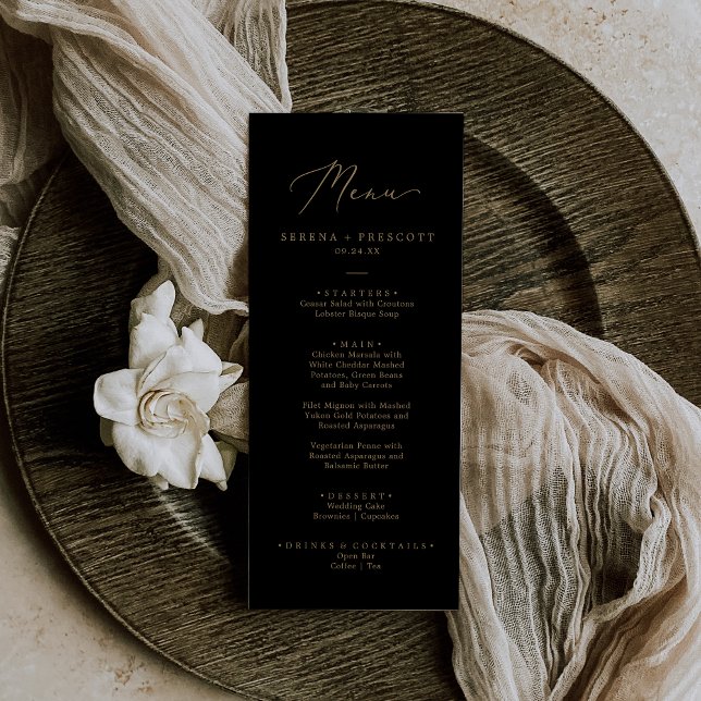 Menu Dîner Gold et Black Mariage (Créateur téléchargé)